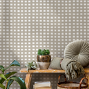 Minimalist Painterly Grid Gingham Wallpaper in Beige - C952