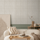 Minimalist Painterly Grid Gingham Wallpaper in Beige - C952