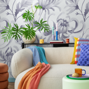 Floral Wallpaper Featuring Watercolor Chrysanthemums in Purple - C956