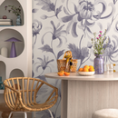 Floral Wallpaper Featuring Watercolor Chrysanthemums in Purple - C956