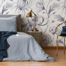 Floral Wallpaper Featuring Watercolor Chrysanthemums in Purple - C956