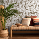Floral Wallpaper Featuring Brushed Floral Vines in Beige and Brown - C959