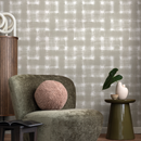 Checkered Wallpaper with a Rustic Motif in Sage and Off-White - C978
