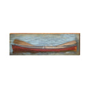 Red Canoe with Paddles | Wall Art Print on Real Wood