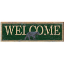 Welcome Mountain Black Bear Green | Wall Art Print on Real Wood