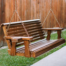Amish Casual 3 Foot Roll Back Porch Swing in Oak Stain
