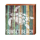 Sunset Beach Sea Turtle Orange Boards | Real Wood Art Print