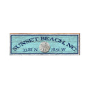 Sunset Beach Sand Dollar Blue Latitude Longitude | Real Wood Art Print