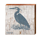 Calabash Heron Navy White Shabby | Real Wood Art Print