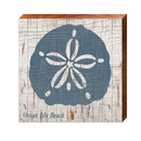 Ocean Isle Beach Sand Dollar Navy White Shabby | Real Wood Art Print