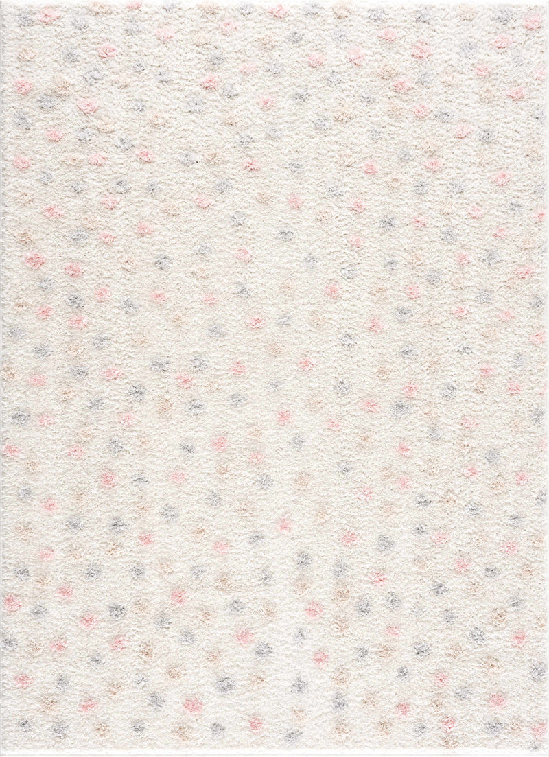 Cansu Pink & Cream Dotted Area Rug