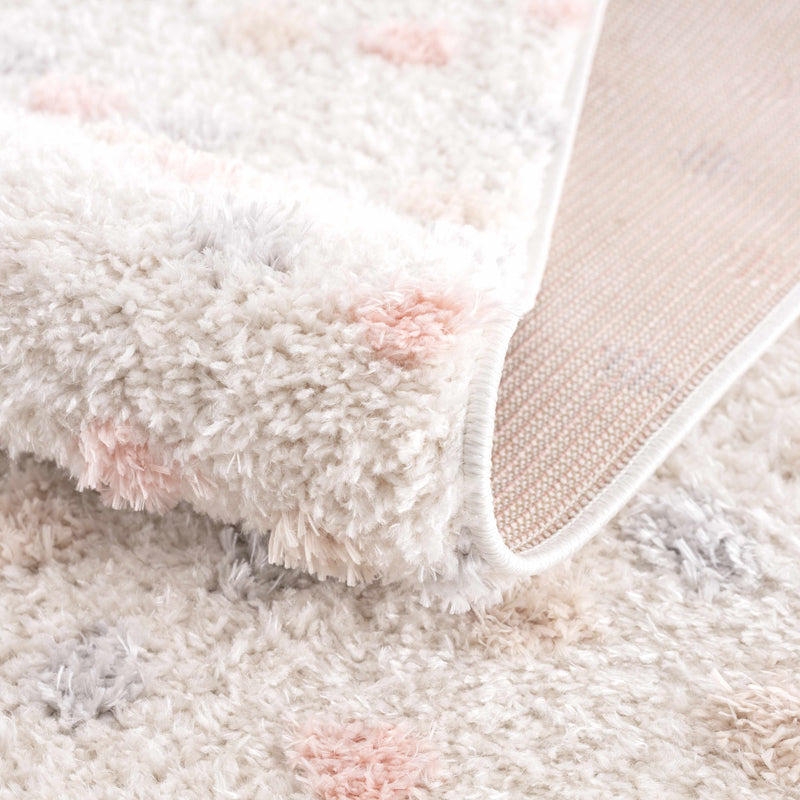 Cansu Pink & Cream Dotted Area Rug