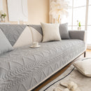 Geometric Textured Cotton Quilted Sofa Cover, Non-Slip Washable Couch Protector