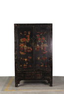 Z-Hand Painted Antique Black Chinese Antique Cabinet