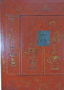 Red Antique Chinese Wedding Cabinet – 77 inches Tall