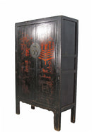 Large 84" Inch Tall  Black Chinese Antique Cabinet