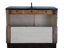 Two Part Dark Brown Antique Korean Cabinet Chest
