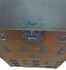 Two Part Dark Brown Antique Korean Cabinet Chest