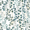 Voguish Dark Blue Leaves Wallpaper Chic