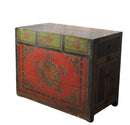 Hand Painted Five Bats Antique Gansu Tibetan Cabinet