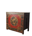 Hand Painted Circle of Mystic Bird Antique Gansu Tibetan Cabinet 2