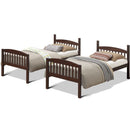Twin over Twin Wooden Bunk Bed with Ladder in Dark Brown Finish