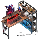 L-Shaped LED Gaming Desk with Monitor Stand