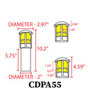 CDPA55 3W 12V Low Voltage 3000K Warm White Integrated LED Garden Bollard Path Light