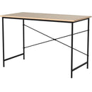 Modern Home Office Computer Desk Table with Black Metal Frame Wood Top in Oak
