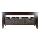 Espresso 2 Tier Coffee Occasional Table with 3 Storage Baskets