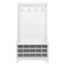 White Entryway Hall Tree Shoe Cubbie Coat Rack