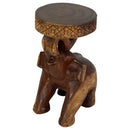 Haussmann Wood Elephant Chang End Table 11 in DIA x 20 in Height Walnut Oil