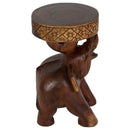 Haussmann Wood Elephant Chang End Table 11 in DIA x 20 in Height Walnut Oil