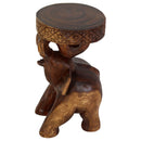 Haussmann Wood Elephant Chang End Table 11 in DIA x 20 in Height Walnut Oil
