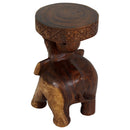 Haussmann Wood Elephant Chang End Table 11 in DIA x 20 in Height Walnut Oil