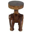 Haussmann Wood Elephant Chang End Table 11 in DIA x 20 in Height Walnut Oil