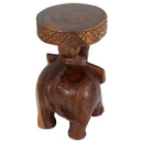 Haussmann Wood Elephant Chang End Table 11 in DIA x 20 in Height Walnut Oil
