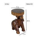 Haussmann Wood Elephant Chang End Table 11 in DIA x 20 in Height Walnut Oil