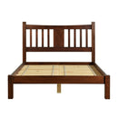 Queen size Solid Pine Wood Platform Bed Frame with Headboard in Cherry