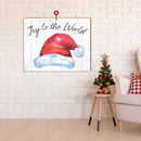 Customizable Santa Hat Christmas Sign | Wall Art Print on Real Wood