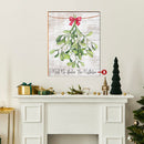 Hanging Mistletoe Sign | Wall Art Print on Real Wood