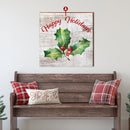 Customizable Christmas Holly Sign | Wall Art Print on Real Wood