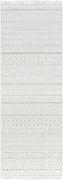 Ivory Cira Textured Trellis Fringe Area Rug - Clearance