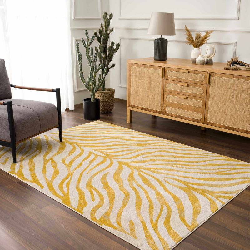 Yellow Terra Zebra Print Area Rug - Clearance