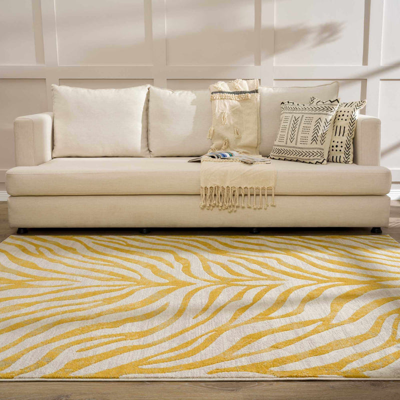 Yellow Terra Zebra Print Area Rug - Clearance