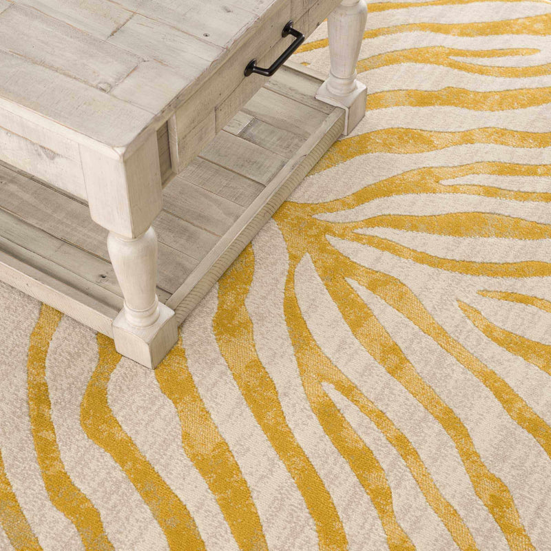 Yellow Terra Zebra Print Area Rug - Clearance