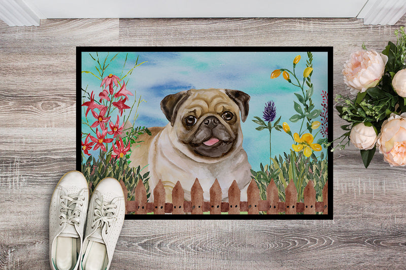 Fawn Pug Spring Indoor or Outdoor Mat 18x27 CK1280MAT