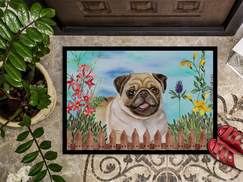 Fawn Pug Spring Indoor or Outdoor Mat 18x27 CK1280MAT