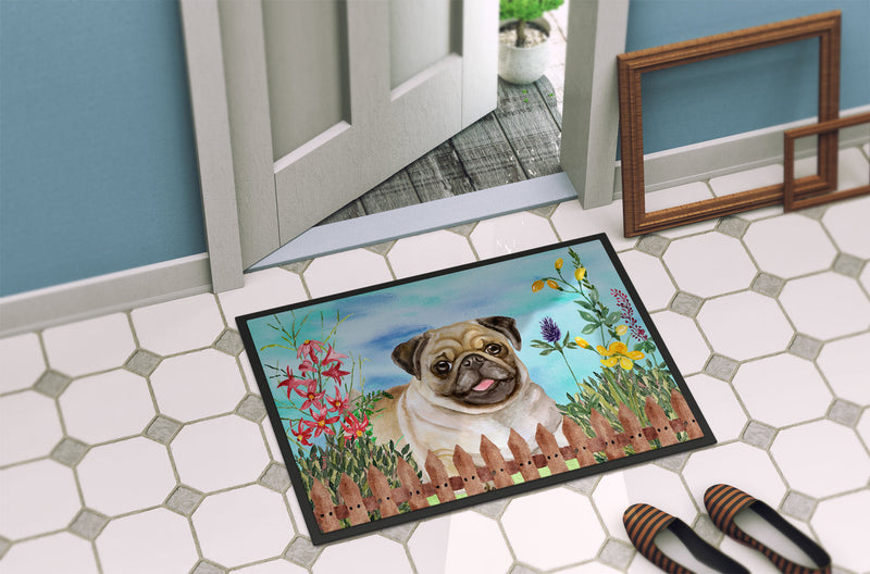 Fawn Pug Spring Indoor or Outdoor Mat 18x27 CK1280MAT