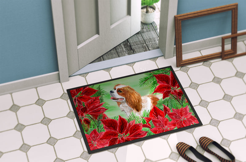 Cavalier Spaniel Poinsettas Indoor or Outdoor Mat 18x27 CK1311MAT